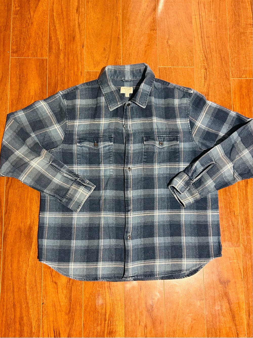 Club Monaco Blue White Plaid Flannel Shirt